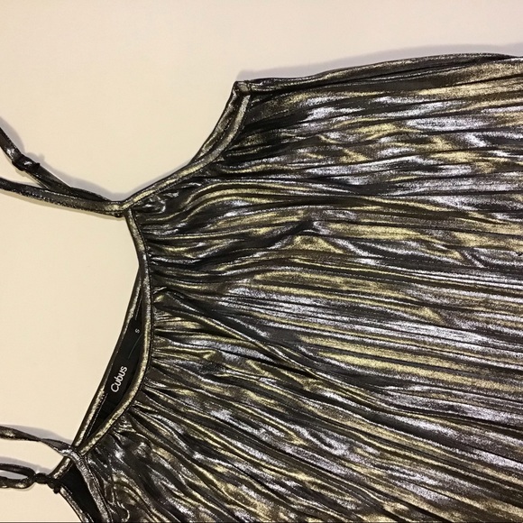 2for 24 cami style tank tops vintage and new leopard and silver pleated size S - Picture 9 of 9